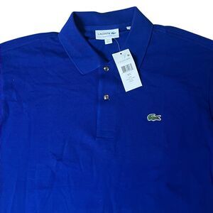 Lacoste Shirt Mens Blue Cotton Polo Classic-Fit Preppy Logo Business Casual Sz L